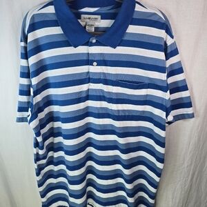 Sun River Mens Pullover Shortsleeve Shirt Size XL In Blue White Stripes